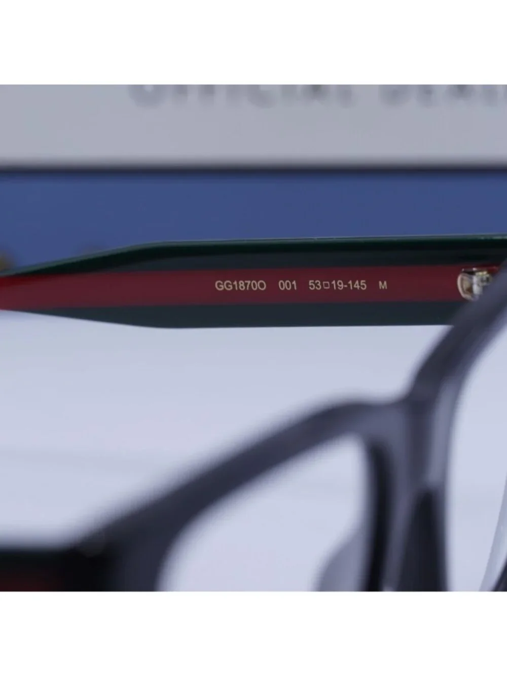 Gucci GG1870O 001 Square Eyeglasses - Black/Green/Red 53mm